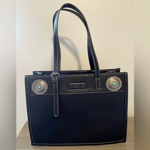 Wrangler Black Tote Bag with Turquoise Stones NWT